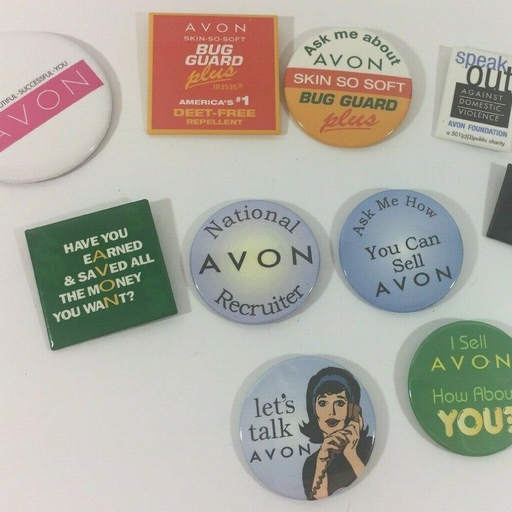 10 Avon Rep/Representative Assorted Pins Buttons